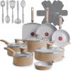 image:imageTFal Refresh Ceramic Nonstick Cookware Set 20Piece Oven Safe to 350F Stockpot Ceramic Pots and Pans Set Frying Pans Griddle Utensils Mint GreenSand Beige