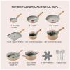 image:imageTFal Refresh Ceramic Nonstick Cookware Set 20Piece Oven Safe to 350F Stockpot Ceramic Pots and Pans Set Frying Pans Griddle Utensils Mint GreenSand Beige