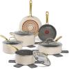 image:imageTfal Preserve Ceramic Non stick Cookware Set 13Piece Oven amp Broiler Safe up to 350F Includes Stockpot Saucepans Frying Pans Protectors Pots and Pans Rose GoldBeige