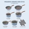 image:imageTfal Preserve Ceramic Non stick Cookware Set 13Piece Oven amp Broiler Safe up to 350F Includes Stockpot Saucepans Frying Pans Protectors Pots and Pans Rose GoldBlue