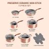 image:imageTfal Preserve Ceramic Non stick Cookware Set 13Piece Oven amp Broiler Safe up to 350F Includes Stockpot Saucepans Frying Pans Protectors Pots and Pans Rose GoldRose Gold