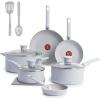 image:imageTFal Refresh Ceramic Nonstick Cookware Set 20Piece Oven Safe to 350F Stockpot Ceramic Pots and Pans Set Frying Pans Griddle Utensils Mint GreenArtic Blue