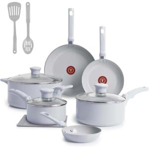 image:imageTFal Refresh Ceramic Nonstick Cookware Set 20Piece Oven Safe to 350F Stockpot Ceramic Pots and Pans Set Frying Pans Griddle Utensils Mint GreenArtic Blue