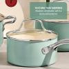 image:imageTFal Inspire Nonstick Ceramic Cookware Set 10Piece Oven Safe to 500F Stockpot Ceramic Pots and Pans Set Frying Pans Saucepans Stockpot Protectors Mint Green10Piece