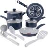 image:imageTFal Ceramic Nonstick Cookware Set Oven Safe Up to 350F 12Piece Includes Stockpot Frying Pans Utensils Ceramic Pots and Pans Set Dark Blue