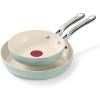 image:imageTFal Inspire Nonstick Ceramic Cookware Set 10Piece Oven Safe to 500F Stockpot Ceramic Pots and Pans Set Frying Pans Saucepans Stockpot Protectors Mint Green2Piece