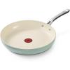 image:imageTFal Inspire Nonstick Ceramic Cookware Set 10Piece Oven Safe to 500F Stockpot Ceramic Pots and Pans Set Frying Pans Saucepans Stockpot Protectors Mint Green12Inch