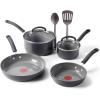 image:imageTFal Ultimate Hard Anodized Ceramic Nonstick 8 Piece Cookware Set Oven Safe Up to 400F Dishwasher Safe Pots and Pans Set Includes Frying Pans Saucepan Cooking Utensils Grey8Piece