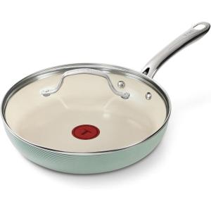 image:imageTFal Inspire Nonstick Ceramic Cookware Set 10Piece Oven Safe to 500F Stockpot Ceramic Pots and Pans Set Frying Pans Saucepans Stockpot Protectors Mint Green10Inch with lid