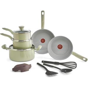 image:imageTfal Recycled Ceramic Nonstick Cookware Set 12 Piece Oven Safe 350F Pots and Pans Fry Pan Kitchen tools GreenFresh Ceramic