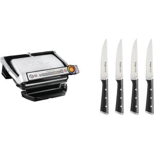 image:imageOptiGrill Stainless Steel Electric Grill With Tfal Ice Force Stainless Steel Steak Knives setUp to 4 Servings  6 Cooking Modes Plus Steak Knives