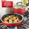 image:imageTfal Signature Nonstick Cookware Set 12 Piece Oven Safe 350F Pots and Pans Dishwasher Safe Red