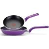 image:imageTfal C512S2 Excite Nonstick ThermoSpot Dishwasher Safe Oven Safe PFOA Free 8Inch and 1025Inch Fry Pan Cookware Set 2Piece BluePurple