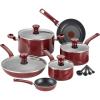 image:imageTfal Excite Nonstick Cookware Set 14 Piece Oven Safe 350F Pots and Pans Dishwasher Safe RedRed