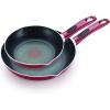 image:imageTfal Excite Nonstick Fry Pan Set 2 Piece 8 1025 Inch Oven Safe 350F Cookware Pots and Pans Dishwasher Safe RedRio Red