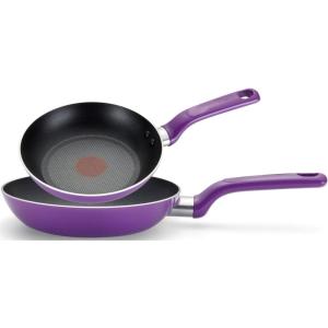 image:imageTfal C512S2 Excite Nonstick ThermoSpot Dishwasher Safe Oven Safe PFOA Free 8Inch and 1025Inch Fry Pan Cookware Set 2Piece BluePurple