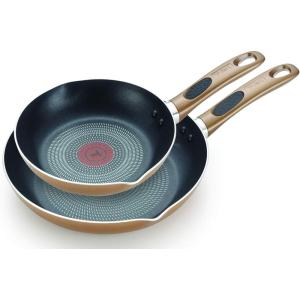 image:imageTfal Excite Nonstick Fry Pan Set 2 Piece 8 1025 Inch Oven Safe 350F Cookware Pots and Pans Dishwasher Safe RedBronze