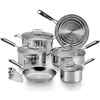 image:imageTfal Performa Stainless Steel Cookware Set 12 Piece Induction Oven Broiler Safe 500F Pots and Pans Dishwasher Safe SilverSilicone Stainless Steel Handle