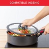 image:imageTefal Ingenio Glass Lid 16 cm Space Saving Storage Folding Handle Faster Cooking Ingenio Compatible Dishwasher High Performance L9846102 Transparent and Black16 cm